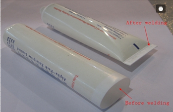 welding samples from ultrasonic tubes sealer soldadura amb mostres.jpg
