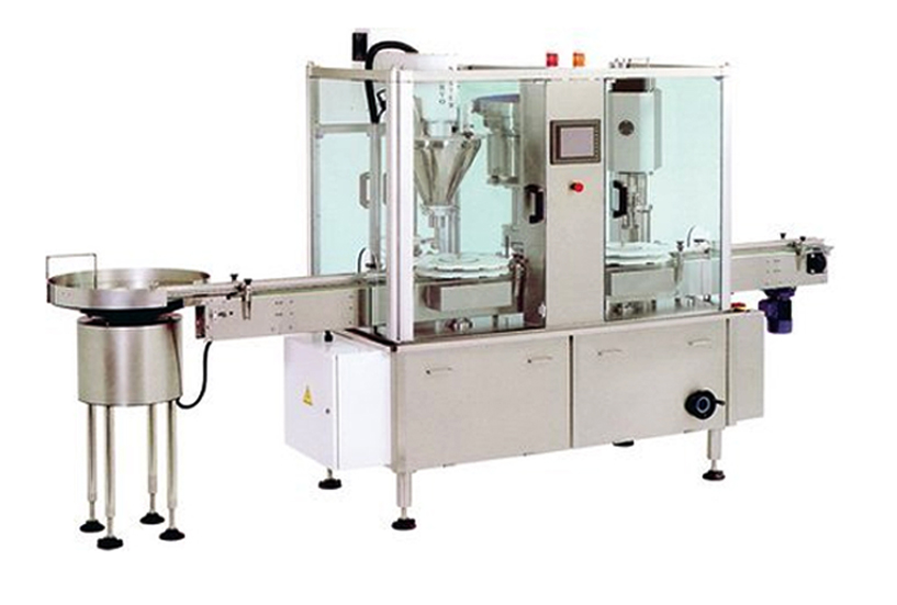 automatic bottled powder filling capping equipment desxifrador d'ampolles rodones màquines de tapar per omplir ampolles lin